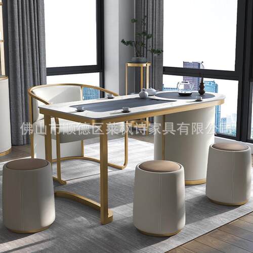 茶桌轻奢功夫泡茶台办公室桌椅组合全自动一体套装大理石岩板茶几