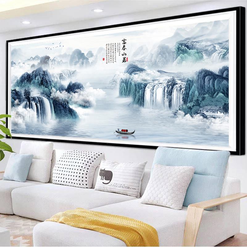 富春山居图十字绣2025新款线 线绣客厅大幅山水画 画风景中式手工