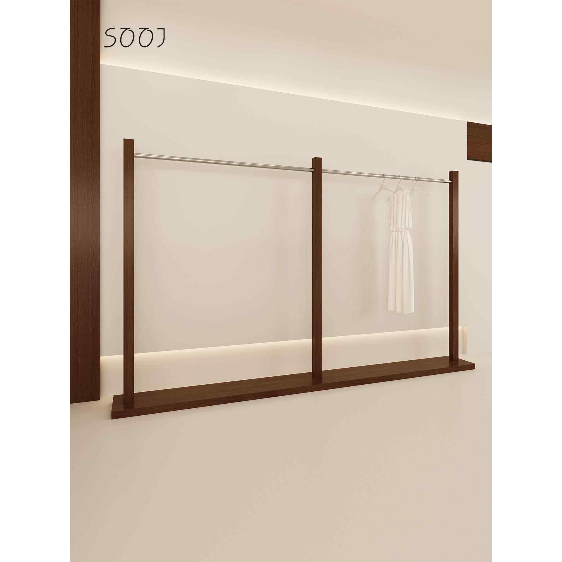 服装店展示架中岛落地架胡桃不锈钢中古挂衣架女装店中间陈列货架