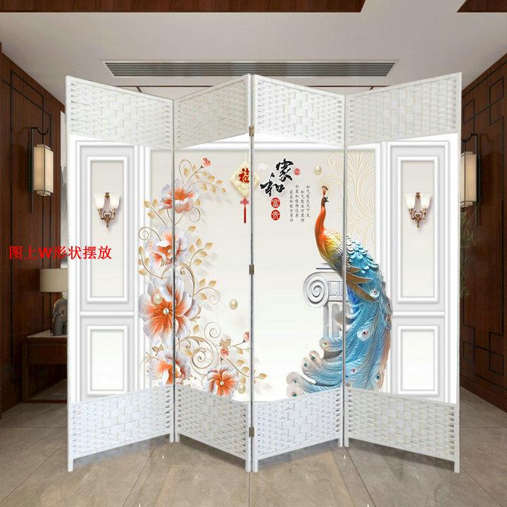 高档式中屏风隔断折叠用移动客厅卧室简现代实约木遮挡墙玄关家窗