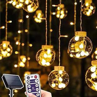 太阳能窗帘星星灯饰圣诞节装 饰房间卧室布置彩灯闪灯串灯挂灯