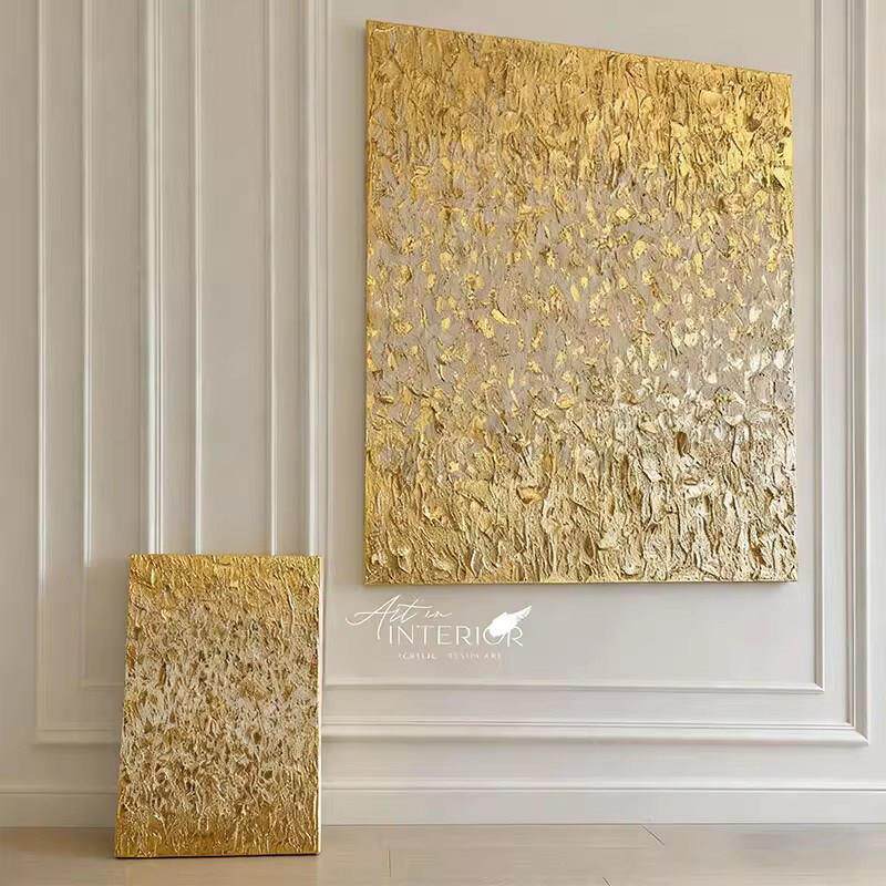 现代轻奢金箔肌理感抽象挂画简约玄关客厅装饰画高端大气艺术壁画