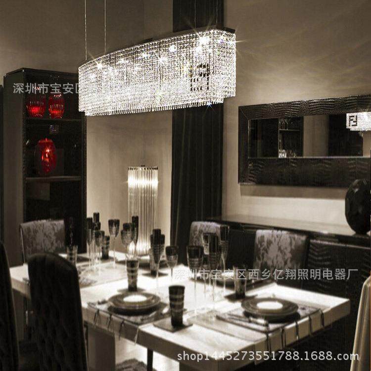 北欧长方形水晶艺术创意吊灯 客厅餐厅吧台灯饰楼梯灯具led长吊灯