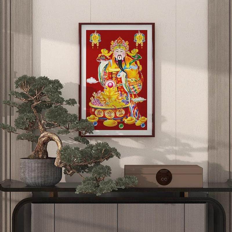 财神爷装饰画风水画招财进宝挂画客厅新年画财位入户玄关画像壁画