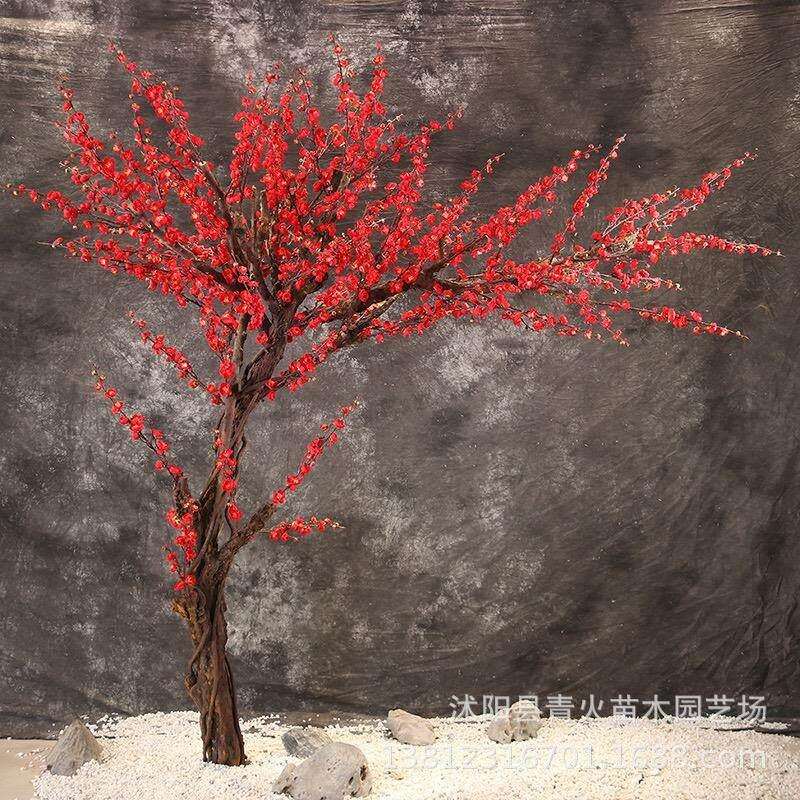 仿真梅花树大型假桃花树绿植装饰树摆放红梅树假树腊梅落地