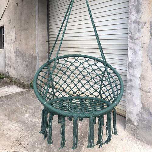 北欧风网红吊篮户外棉绳吊椅阳台摇篮椅室内民宿流苏秋千