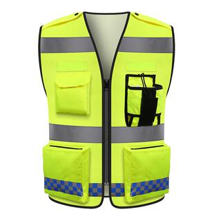 反光安全背心带大口袋施工安全马甲环卫工人衣服荧光黄骑行穿外套