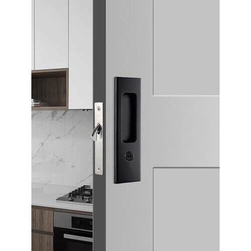 厨房卫生间推拉门锁专用平移门木门暗门锁带钥匙嵌入式拉手趟门锁