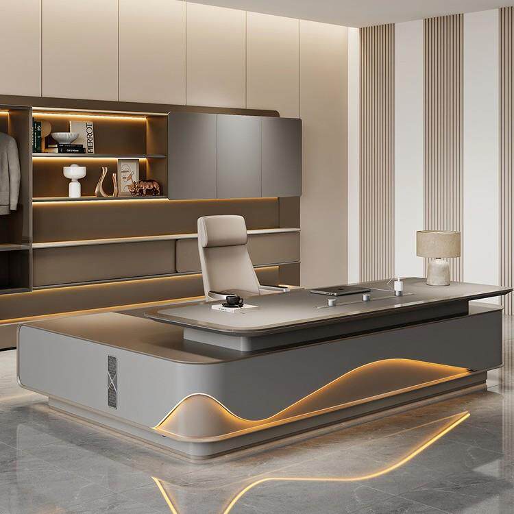 轻奢老板桌办公桌简约现代桌椅组合总裁高档董事长大班台办公家具