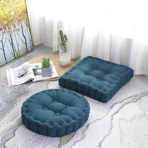 纯色简约藤编纹麻布坐垫 可手拎圆形方形飘窗榻榻米蒲团垫坐垫