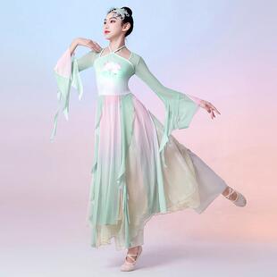 儿童古典舞演出服飘逸渐变纱衣练功服女童仙气中国舞扇子舞表演服