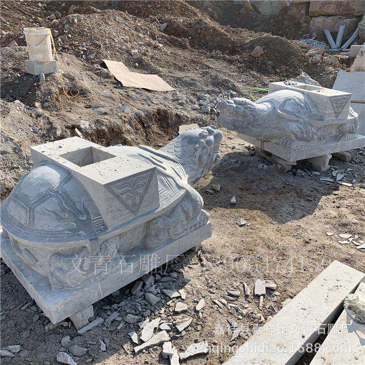 加工大理石组合套碑 龟驮式功德碑 文青石雕墓碑刻字厂家