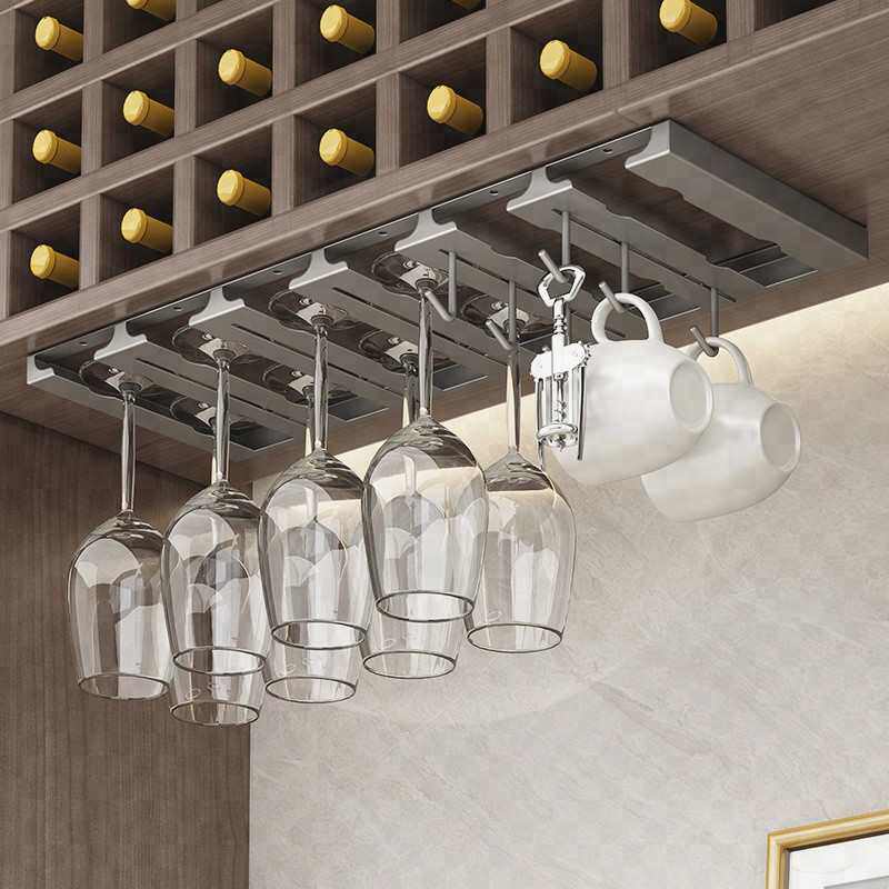 黑色挂杯架红酒杯架倒挂家用欧式酒杯架高脚杯架悬挂酒柜杯架摆‘