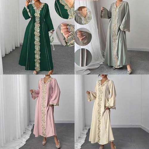 Elegant Plus Size Women's V-Neck Lace Dress