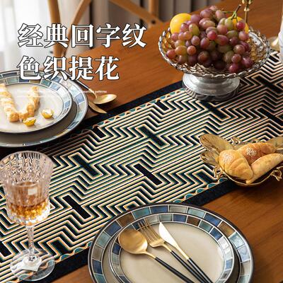 新款直销复古提花吊穗长条盖布电视柜餐边柜盖巾加厚餐桌桌旗茶旗