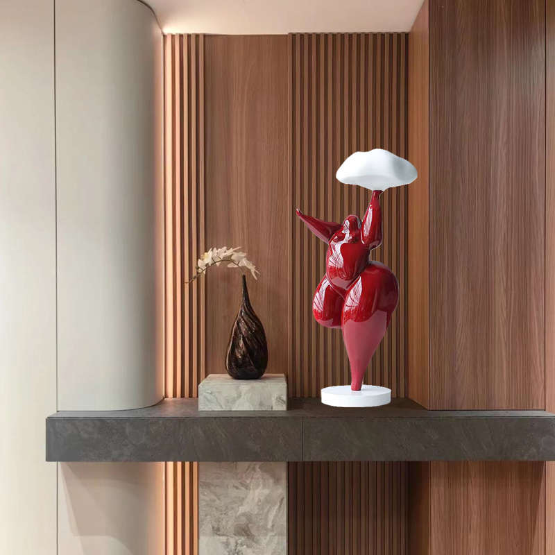 云朵抽象风韵胖妞人物雕塑摆件家居客厅玄关创意人形艺术软装饰品