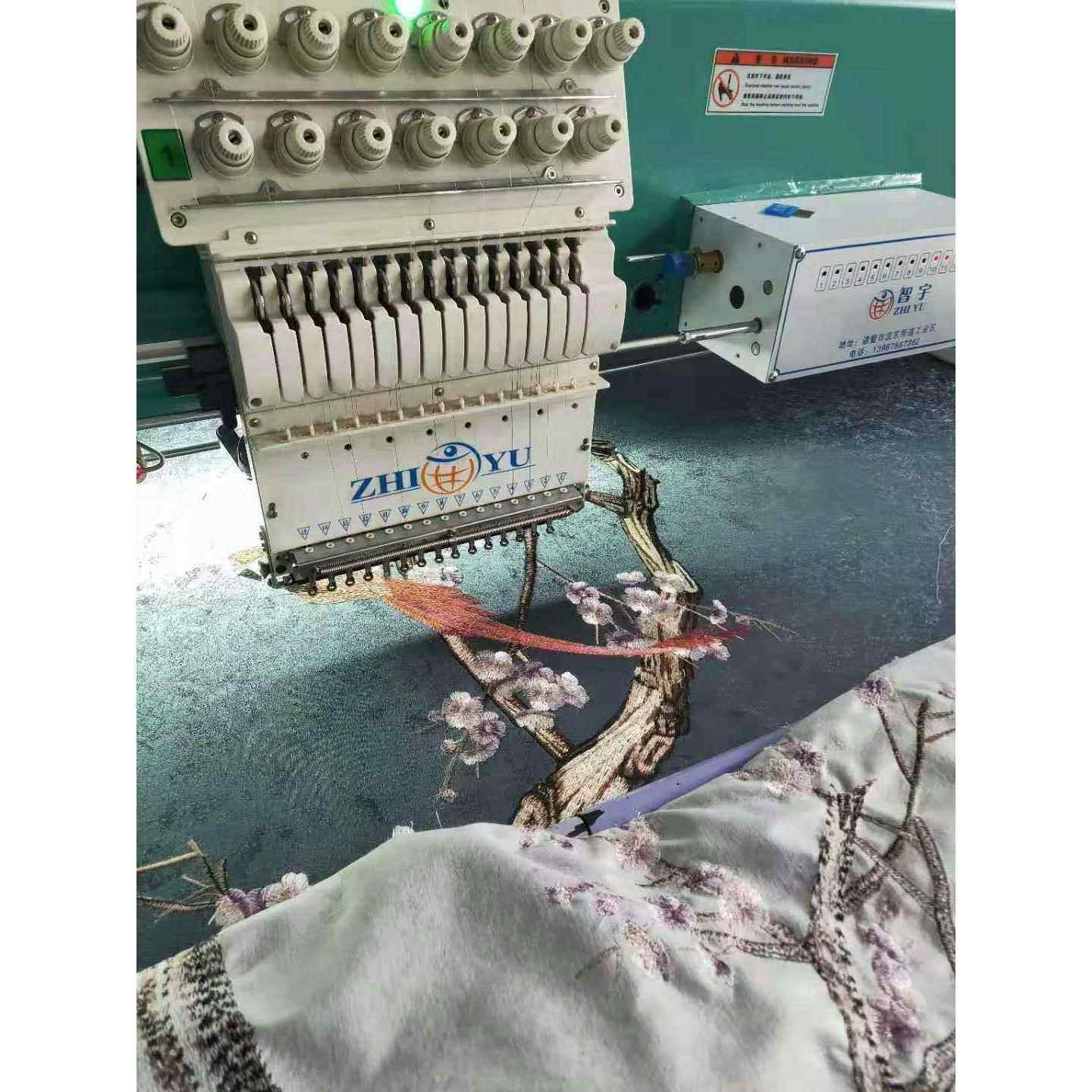 墙布绣电视背景墙刺绣机大绣幅电脑全自动绣花机山水风景画绣花机