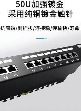 方贝 免打式直通网络机架式理线架19寸24口FTP六类cat6网络配线架