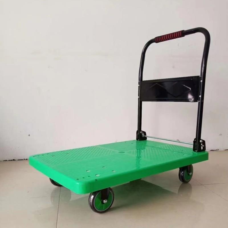 塑料平板手推车拉货折叠拖车工地搬运车仓库工具车静音手拉车