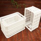 宝燕呈祥40斤80斤水果筐pe长方形塑料水果框透气白色塑料筐