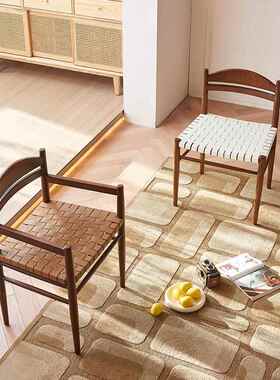 实靠背椅子CY-123手复古轻奢酒店餐桌椅意极简设计师餐厅式马鞍皮