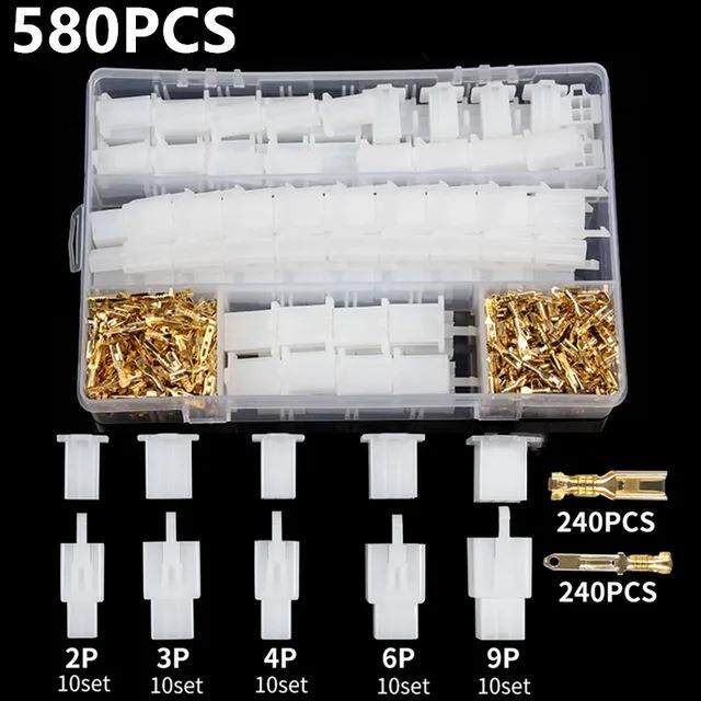 580PCS摩托接线端子 公母对插连接器 2.8mm插件2P3P4P6P9P
