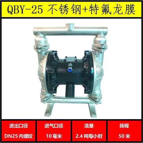 QBY25/40气动隔膜泵铝合金铸铁工程塑料不锈钢抽胶气动水泵
