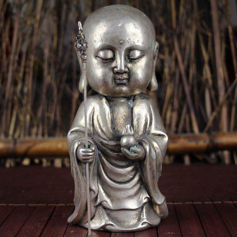 古玩杂项仿古铜器白铜书房居家摆件精品工艺用品站和尚