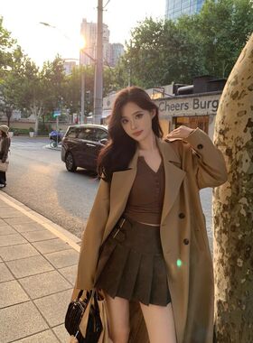 卡其色风衣外套女春秋2026新款韩版中长款英伦风宽松气质过膝大衣