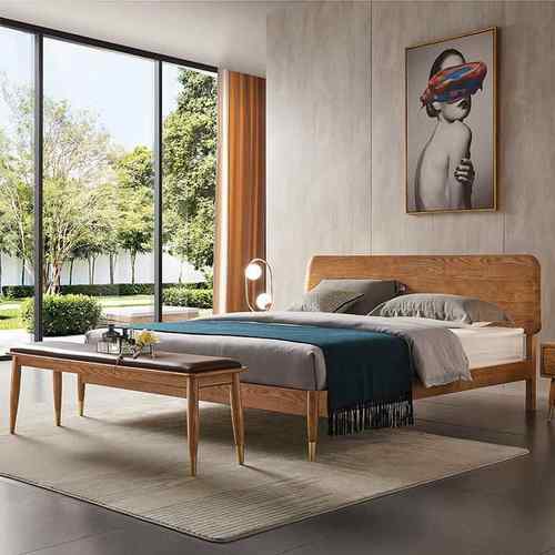 佛山东莞白蜡木全实木床1米8北欧家具1米5双人床实木床现代简约