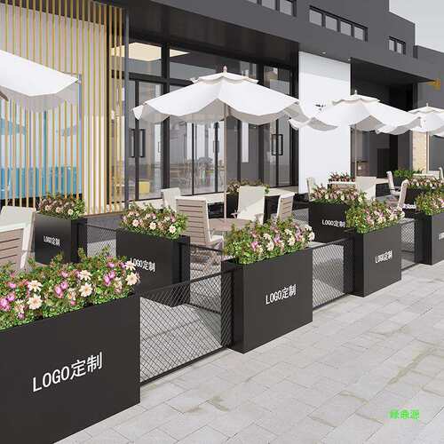 户外铁艺花箱组合市政种植箱栅栏花槽花坛咖啡不锈钢隔断外摆围栏