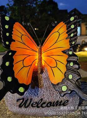 太阳能户外树脂工艺品装饰花园庭院仿真蝴蝶雕塑园林景观摆件