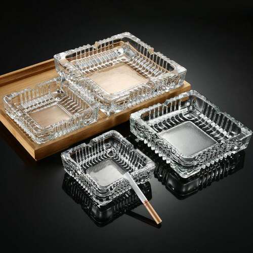 Creative and trendy decorative crystal glass ashtray, large