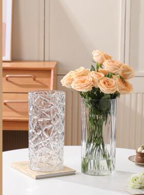 水晶花瓶高级感客厅餐桌透明插花摆件ins风鲜花厂家防摔干花水养