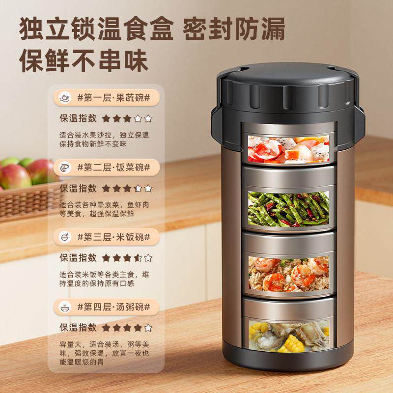 小超长保提温层饭盒桶大容量上-jc班族带饭学生多便当盒时新款