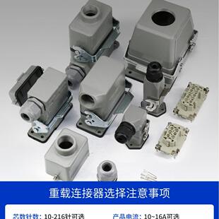 HEE 矩形冷压重载连接器 HDD 216芯工业防水航空公插头插座