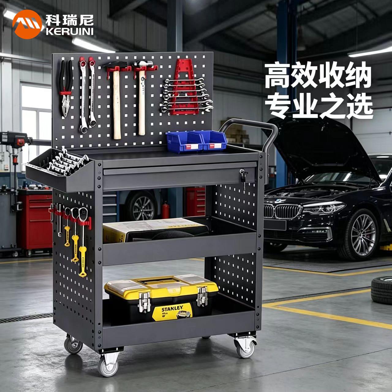 重型汽修维修工具车三层带抽屉移动小推车五金工具收纳推车间零件