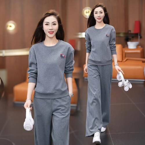 休闲套装女春秋2026新款时尚宽松显瘦运动服长袖卫衣阔腿裤两件套