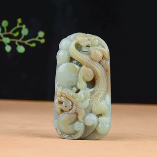 大师作品 生意兴隆 天然和田玉生肖龙手把件166.74克 限时特价