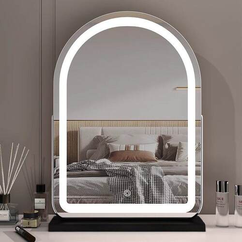 化妆镜台式梳桌面ed卧室能妆镜家用充l电梳妆台702镜子带智灯充电