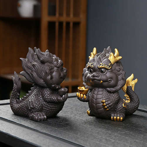 龙年伴手礼生肖龙摆件家居饰品手工客厅办公室茶几茶室茶桌面摆设