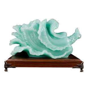 中式 饰品开业礼品厂家批发 白菜青玉色百财摆件客厅家居摆设酒柜装