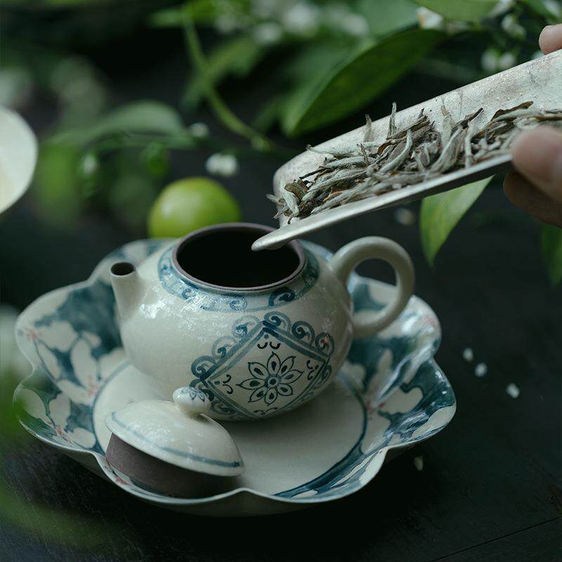 梵汝复古纯手绘棱花空梦壶景德镇陶瓷茶具泡茶壶一人用过滤不烫手