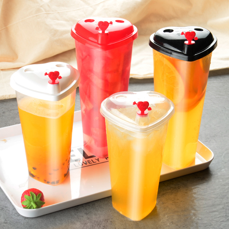 塑料杯睿琪心形奶茶创意爱心塑杯