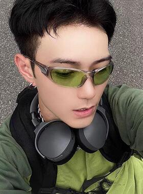 赛博朋克y2k千禧绿色太阳眼镜男户外运动骑行护目镜科技感太阳眼