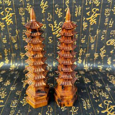 雷枣木九层文昌塔摆件客厅玄关办公桌书房摆放道文昌塔高19厘米