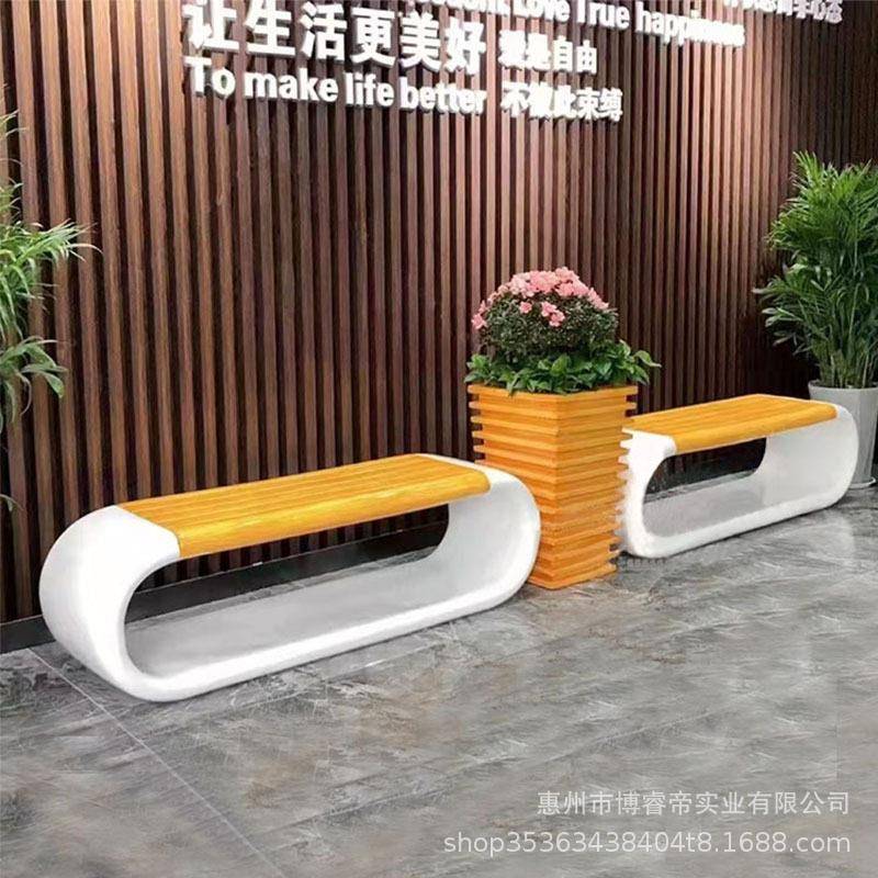 玻璃钢休闲形创椅椅商场座椅公共座2休息区意环镂空座椅美陈长条