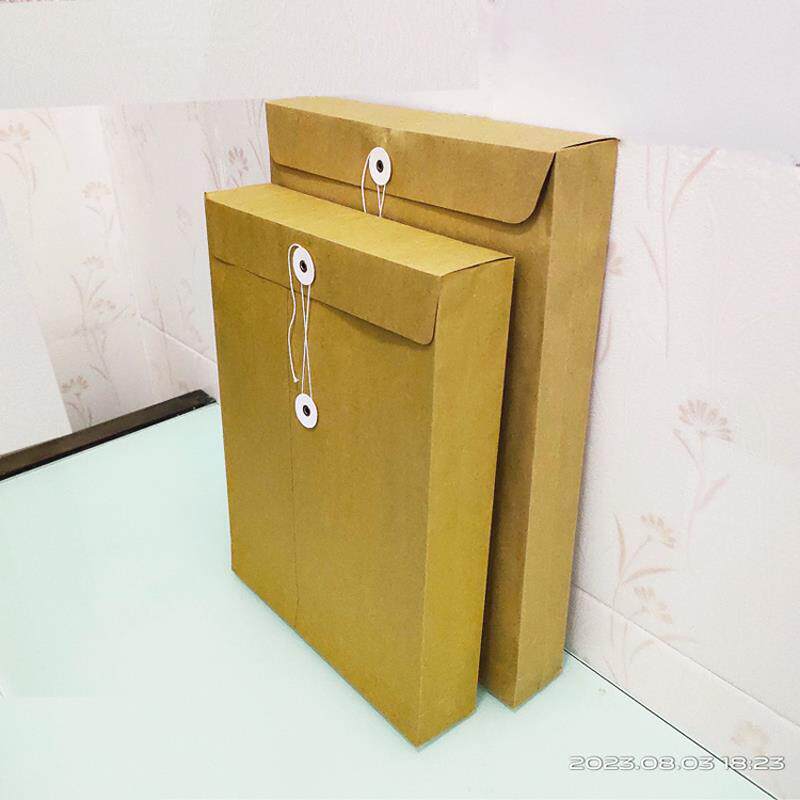 大容量文件袋进口牛皮纸风琴公文袋档案袋空白港式纸质资料袋50个
