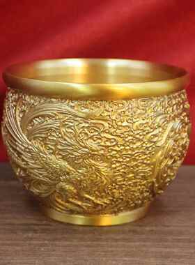 铜九紫白离火米缸创摆件意黄青见描述龙虎玄武朱雀缸家居办公室来