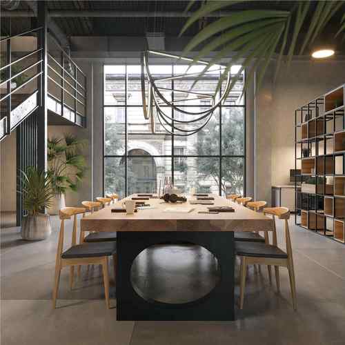 现210508简约代木办公公司职员实办公桌电脑桌会议室铁艺洽谈长桌